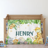 Livraison Gratuite✈️ Couverture Safari Jungle Personnalisée - Cadeau Bébé